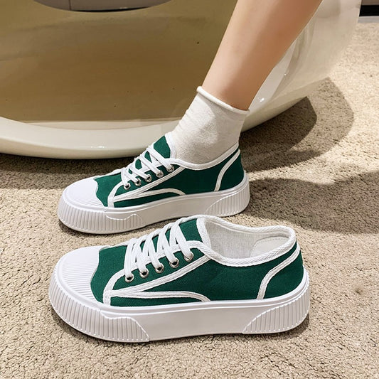 green popular lace-up sneakers